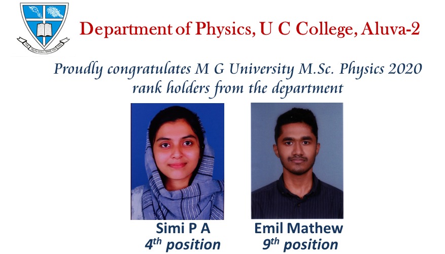 Congratulations to the Rank Holders