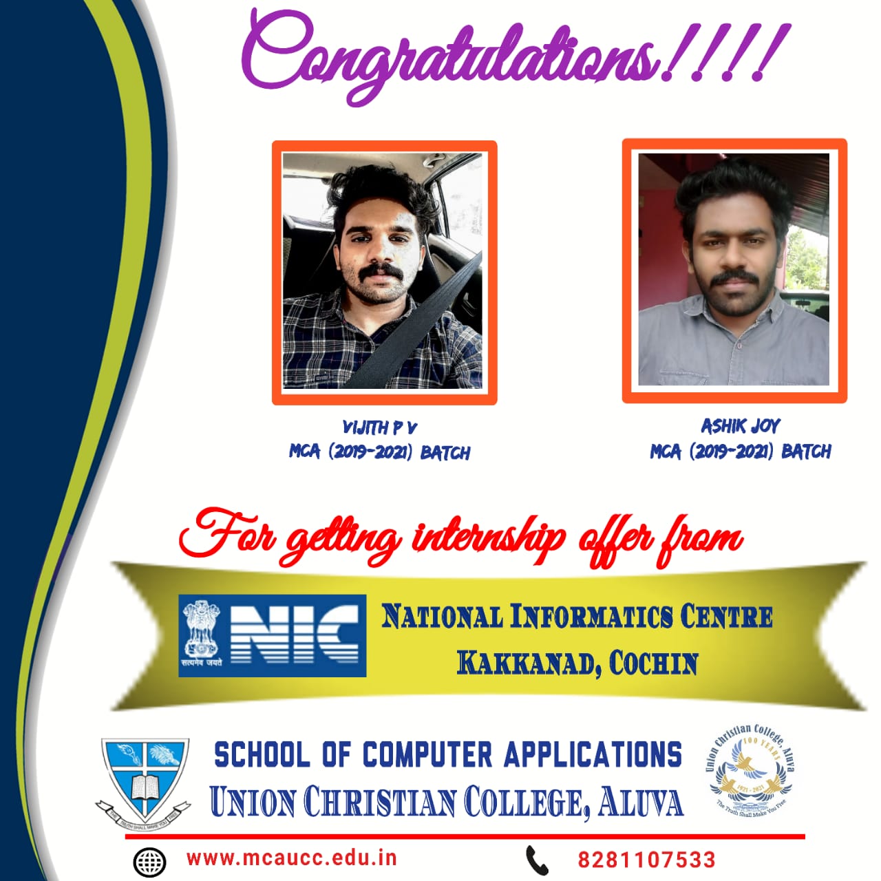 Congratulations to Vijith and Ashik