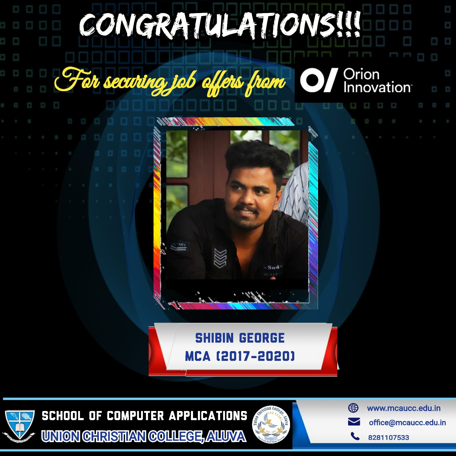 Congratulations to Shibin George