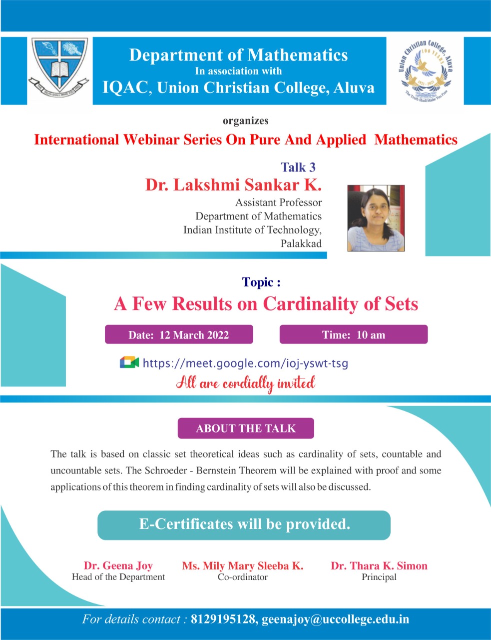 International Webinar – Pure and Applied Mathematics.
