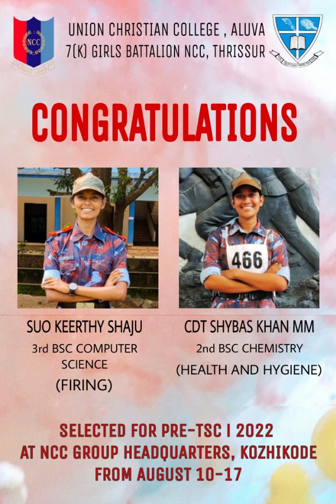 Congratulations to SUO Keerthi Shaji and Cdt Shybas Khan M M