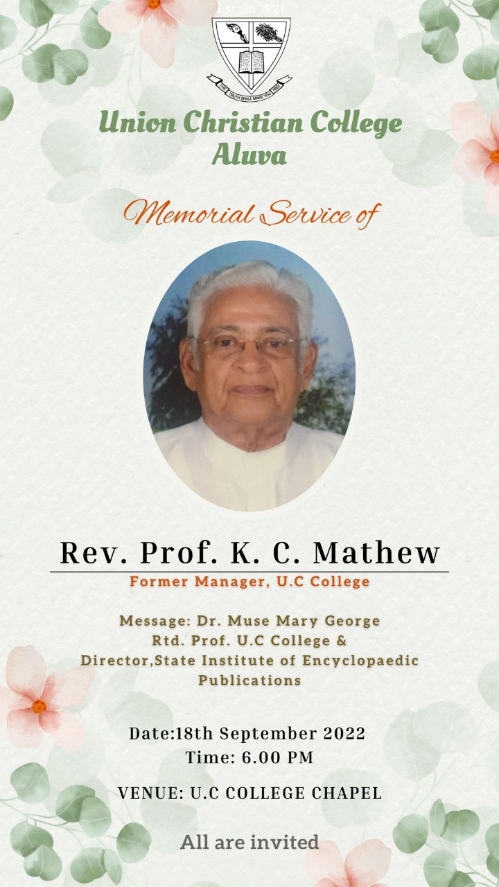 Memorial Service of Rev. Prof. K.C.Mathew