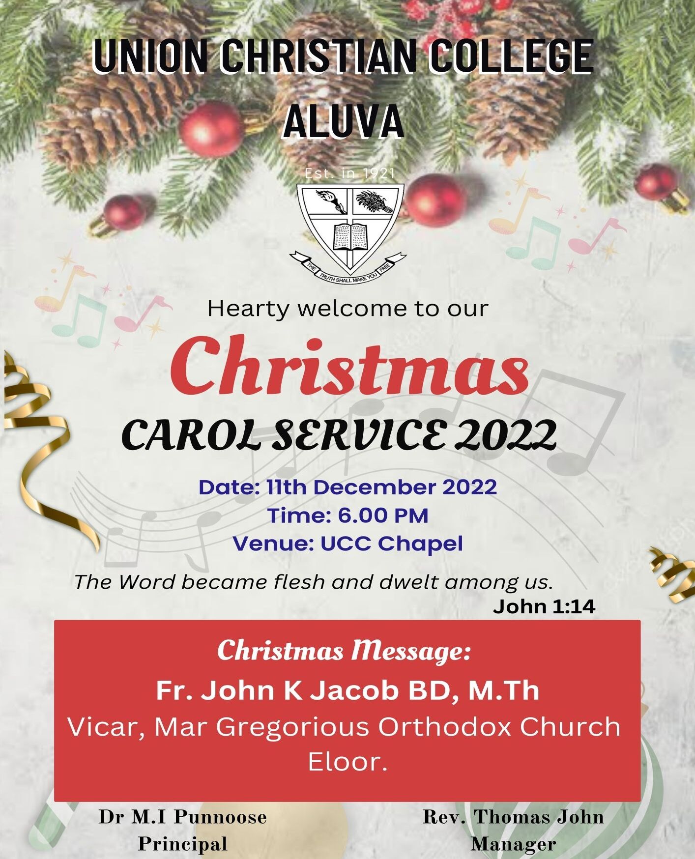 Christmas Carol Service 2022.