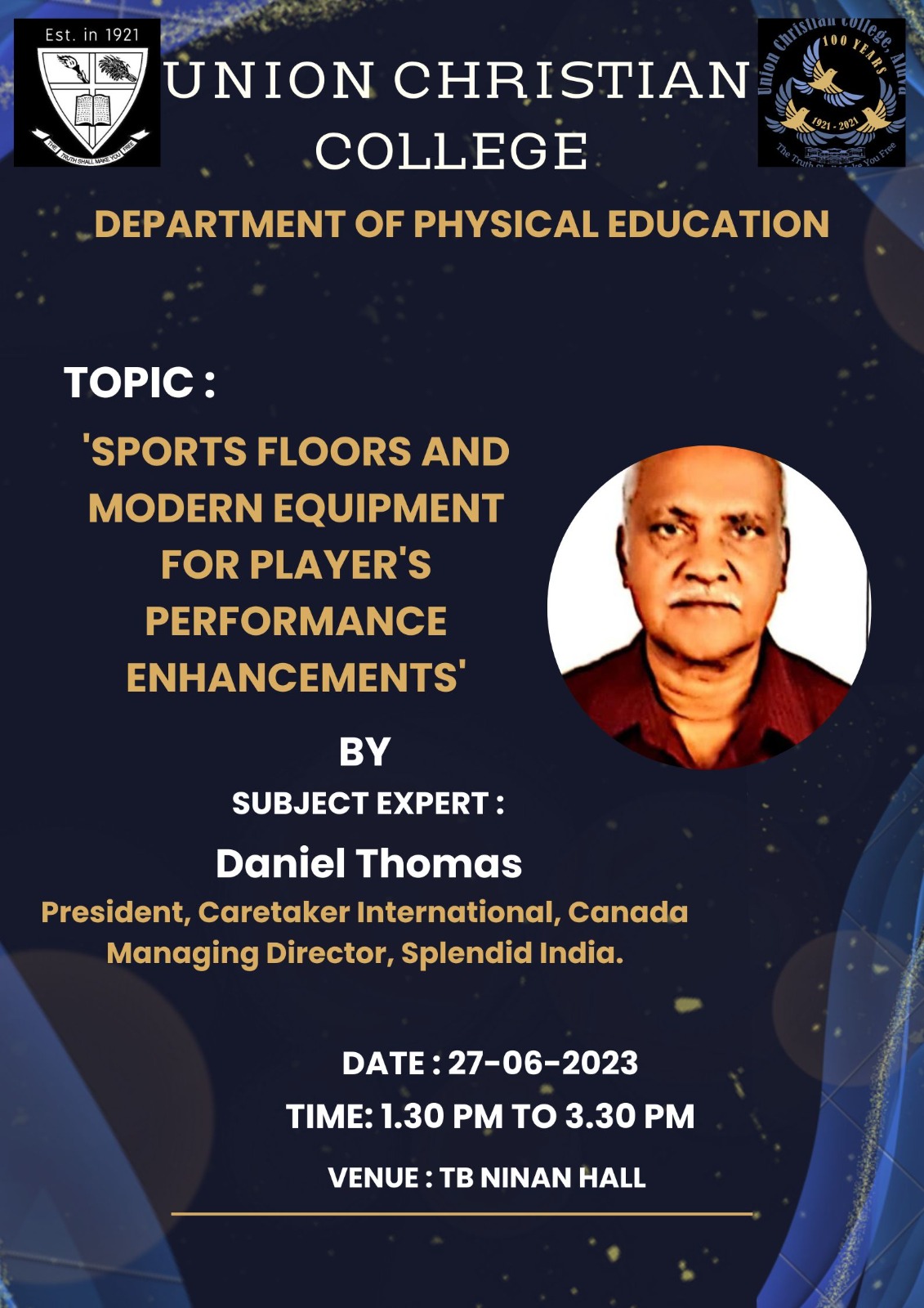 Lecture on ” Sports Floors and Modern Equipment for Players Performance Enhancement”