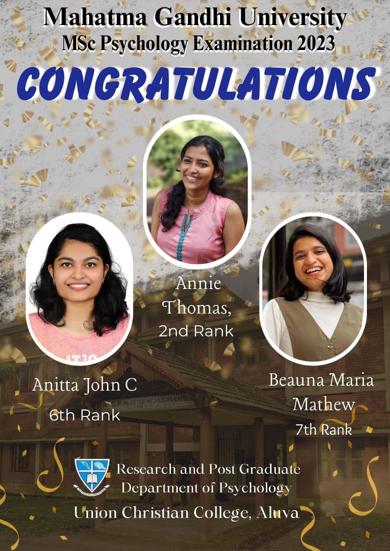 Congratulations to the Rank Holders.