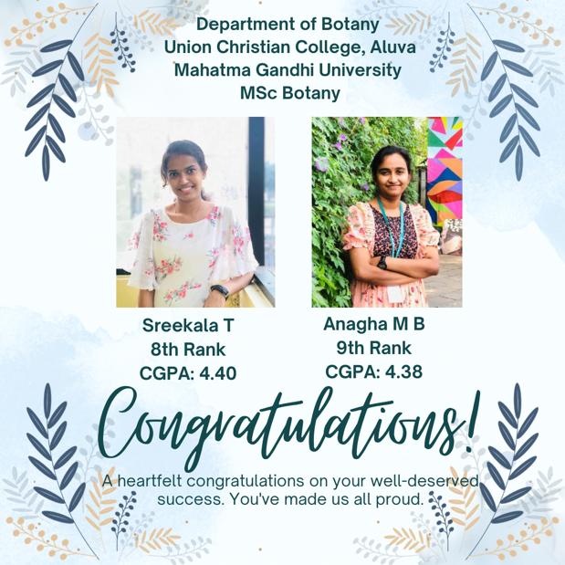 Congratulations to the Rank Holders