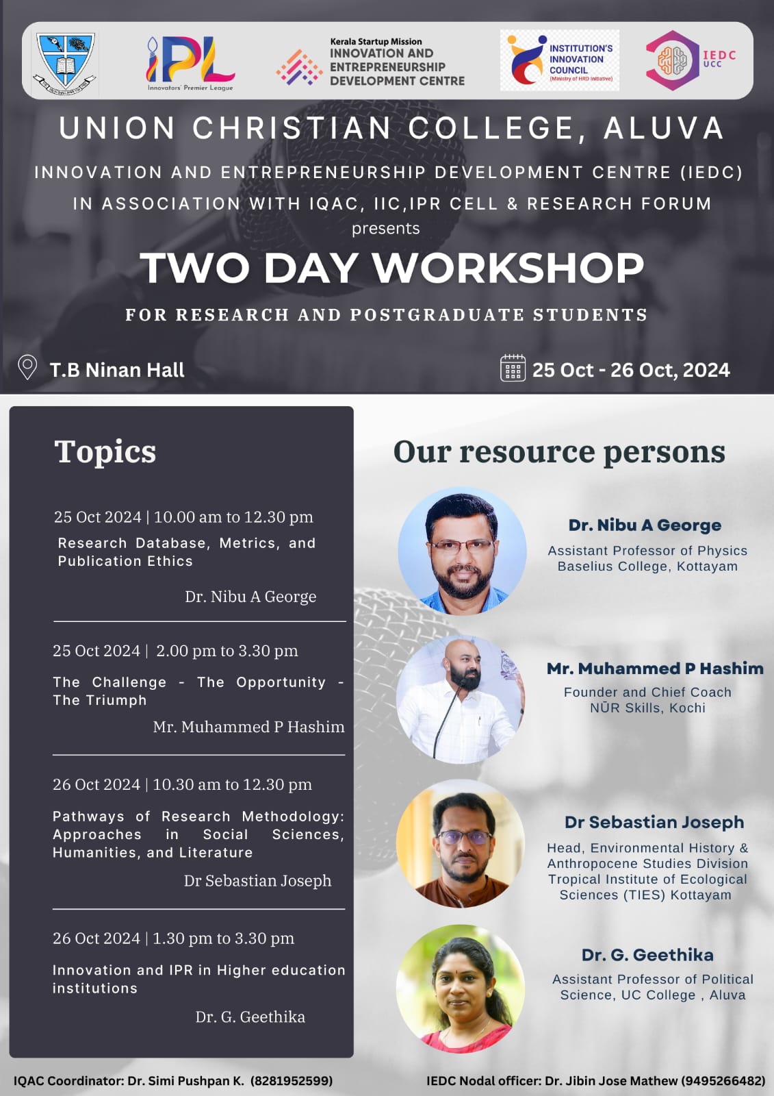 2 Day Workshop for Research and Post Graduate Students