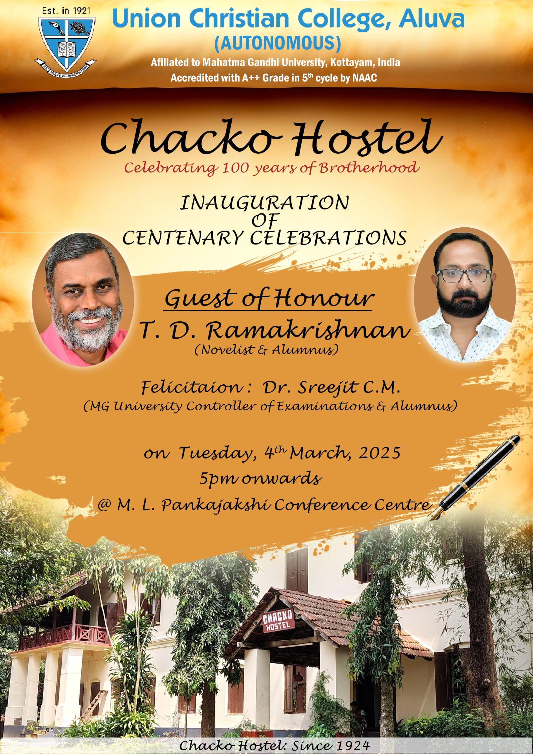 Inauguration of the Centenary Celebrations of Chacko Hostel